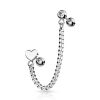 Double Cartilage Ear Piercing with Chain and Heart Charms