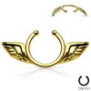 Fake gold angel wing nipple piercing