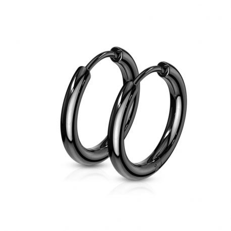Black stainless steel hoop earrings