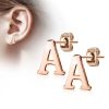 Rose Gold Letter Alphabet Earrings Pair