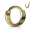 Golden triple steel ear piercing ring