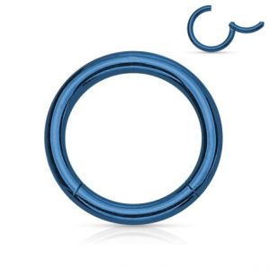 Anillo Piercing de Segmento Clip-in de Acero Quirúrgico Azul