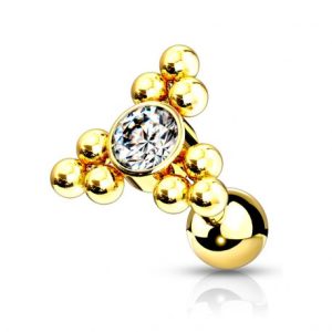 Golden crystal ball cluster helix piercing