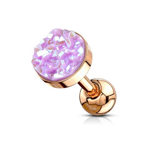 Rose Gold Druse Light Purple Cartilage Helix Piercing