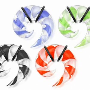 Bicolor Glass Spiral Ear Stretcher Piercing
