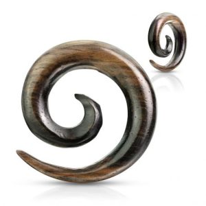 Striped Ebony Wood Spiral Ear Expander