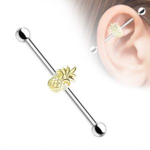 Gold Plated Pineapple Industrial Ear Piercing