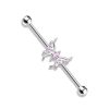 Rose Crystal Marquise Butterfly Industrial Ear Piercing
