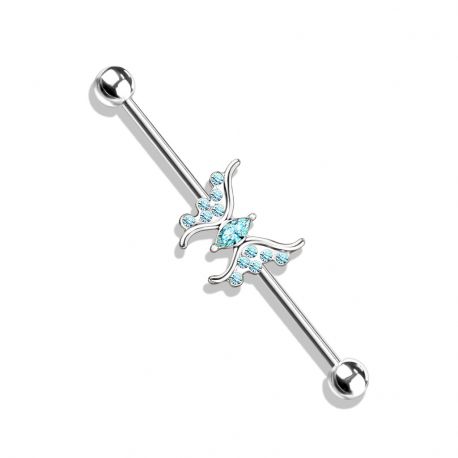 Turquoise Crystal Marquise Butterfly Industrial Ear Piercing