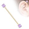 Gold plated Rose double amethyst stone industrial piercing