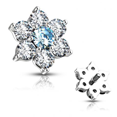 Microdermal Flower with 7 White Turquoise Zircons
