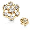 Gold plated hexagon microdermal piercing with seven rhinestones