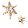 Gold plated Rose decorated star microdermal piercing with rhinestones