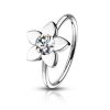 Foldable nose ring with white rhinestone flower