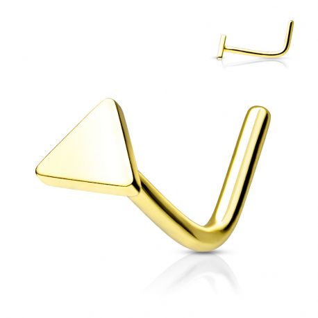 Piercing de nariz barra en forma de L triángulo de acero dorado