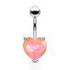 Pink aurora borealis crystal heart belly button piercing
