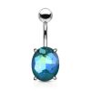 Turquoise Oval Crystal Belly Button Piercing