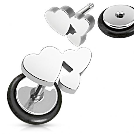Cluster hearts faux plug ear piercing
