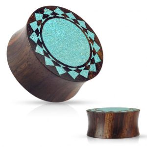 Sono wood and mother of pearl Ohm symbol plug piercing