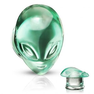 Bouchon d'oreille en verre à tête d'extraterrestre