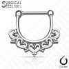 Clipsable surgical steel septum piercing with hearts