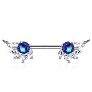 Blue Marquise Zirconia Angel Wings Nipple Piercing