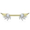 Gold plated angel wings marquise zirconium nipple piercing