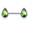 Tear-shaped aurora borealis stained glass nipple piercing