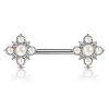 Silver angel floral nipple piercing with crystal pearls