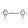 Rose angel floral nipple piercing with crystal pearls