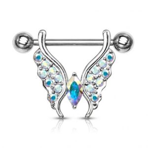 Aurora borealis crystal pendant nipple piercing