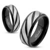Black steel ring with diagonal stripes