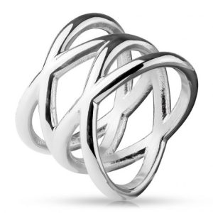 Silver double X stainless steel ring