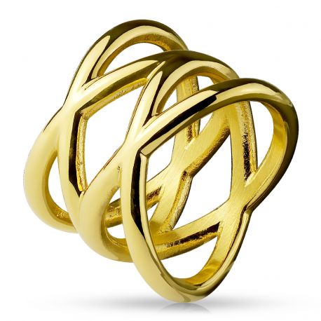 Gold stainless steel double X ring