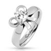Women's ring in steel with gemstone ribbon