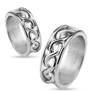Women's ring in steel with infinity symbols