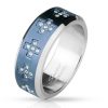 Men's Ring with Blue Strass Cross in Steel