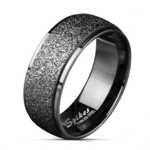 Black steel textured finish men's ring