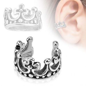 Faux ear cuff piercing with crown motif