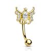 Gold steel butterfly marquise eyebrow piercing