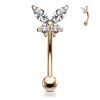 Gold-plated rose butterfly rhinestone eyebrow piercing