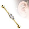 Surgical steel gold three-stone industrial cartilage earring