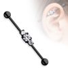 Surgical steel black three-stone industrial cartilage earring