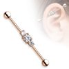 Surgical steel Rose gold three-stone industrial cartilage earring