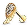 Gold Plated Paved Rhinestone Angel Wing Ear Labret Piercing