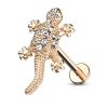 Rose Gold Plated Paved Rhinestone Lizard Ear Labret Piercing