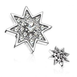 Sparkling Star Microdermal Piercing with Paved Strass