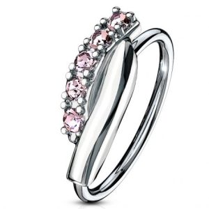 Pink rhinestone foldable nose ring with bar