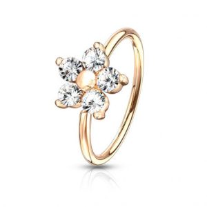 Rose Gold Plated Foldable Flower Nose Ring
