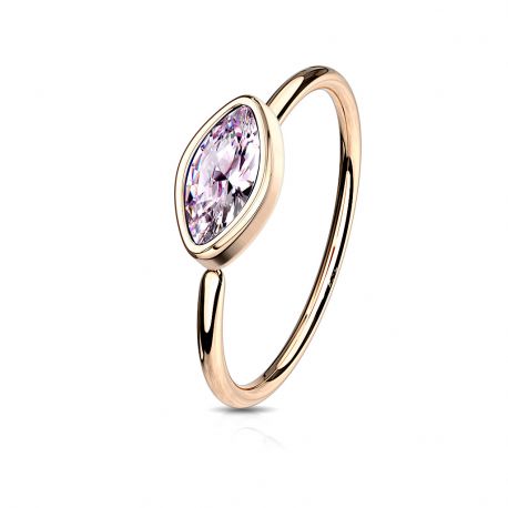Rose gold plated folding nose ring with marquise zirconium